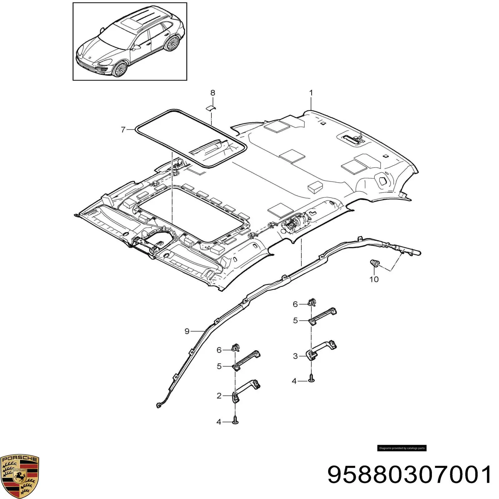 Шторка боковая, правая 95880307001 Porsche