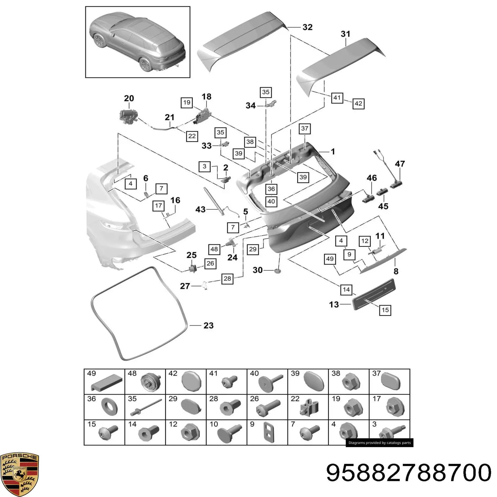95882788700 Porsche Мотор (клапан) дотяжки багажника