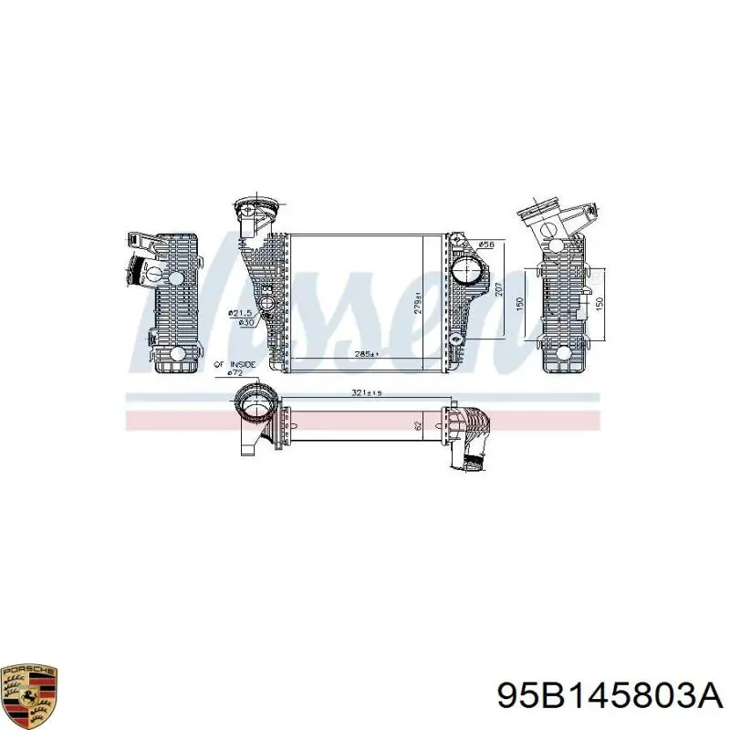 Радиатор интеркуллера PORSCHE 95B145803A