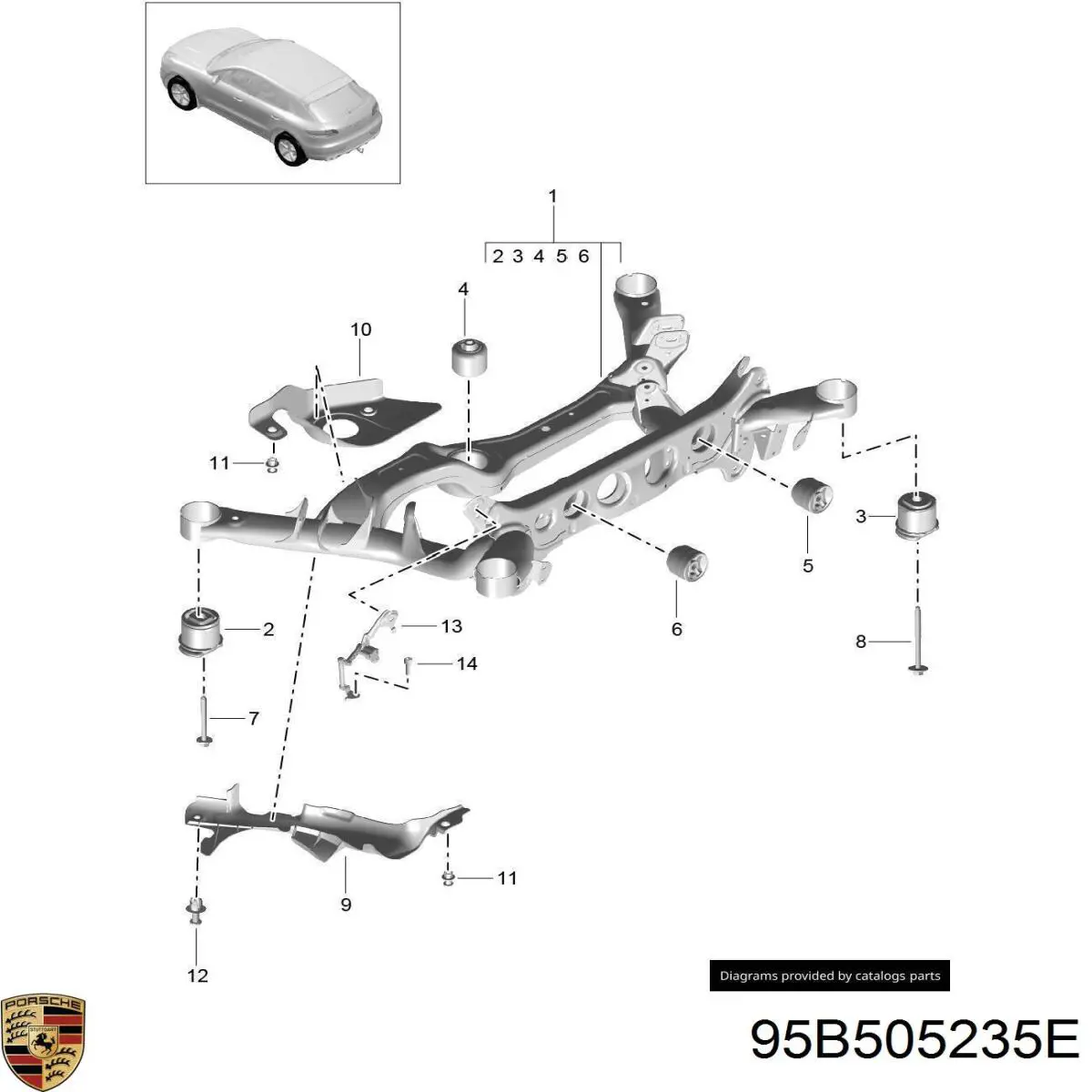 Купить 95B505235E Porsche Оси полуприцепов и прицепов