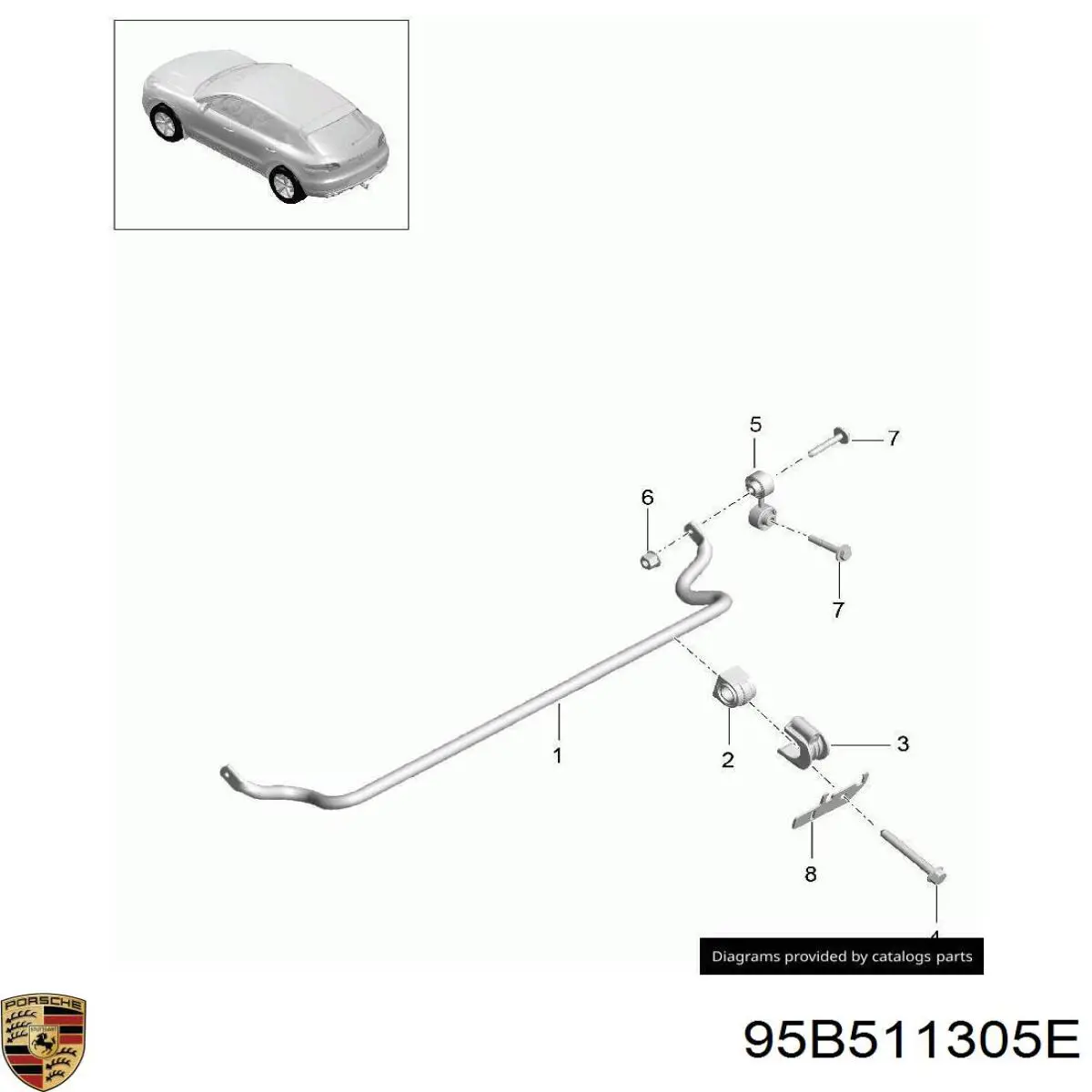 95B511305E Porsche Стабилизатор задней балки