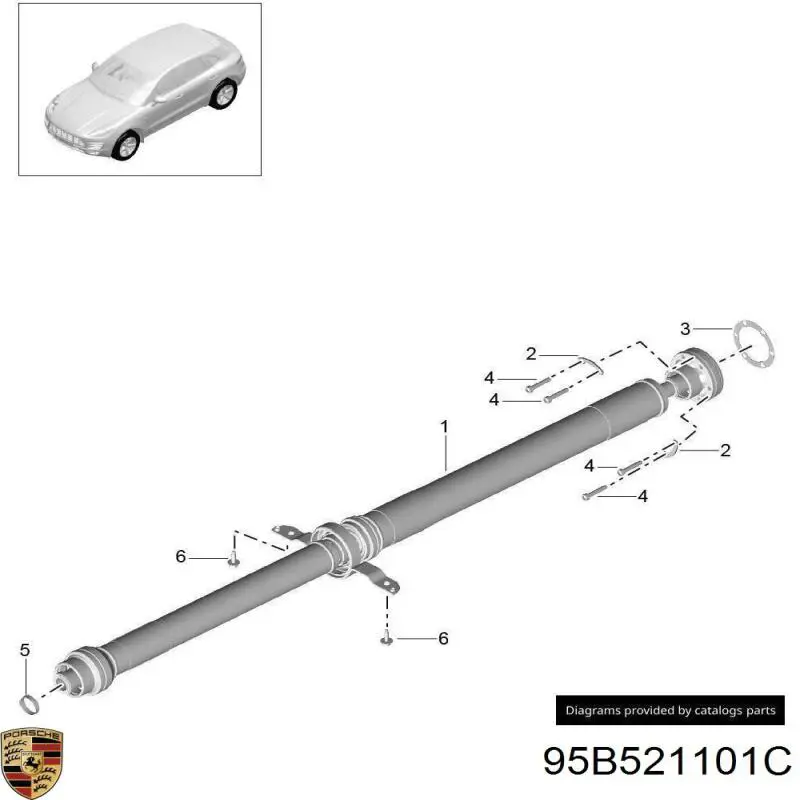95B521101C Porsche Карданный вал заднего моста