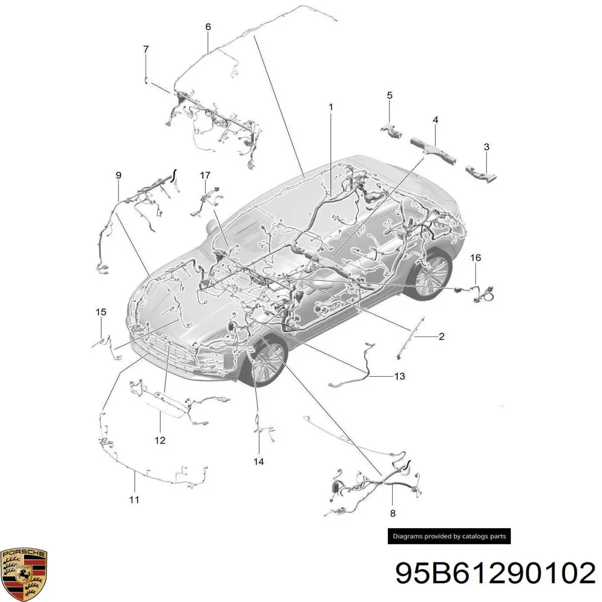  Porsche 95B61290102 цена, от 570.12 USD