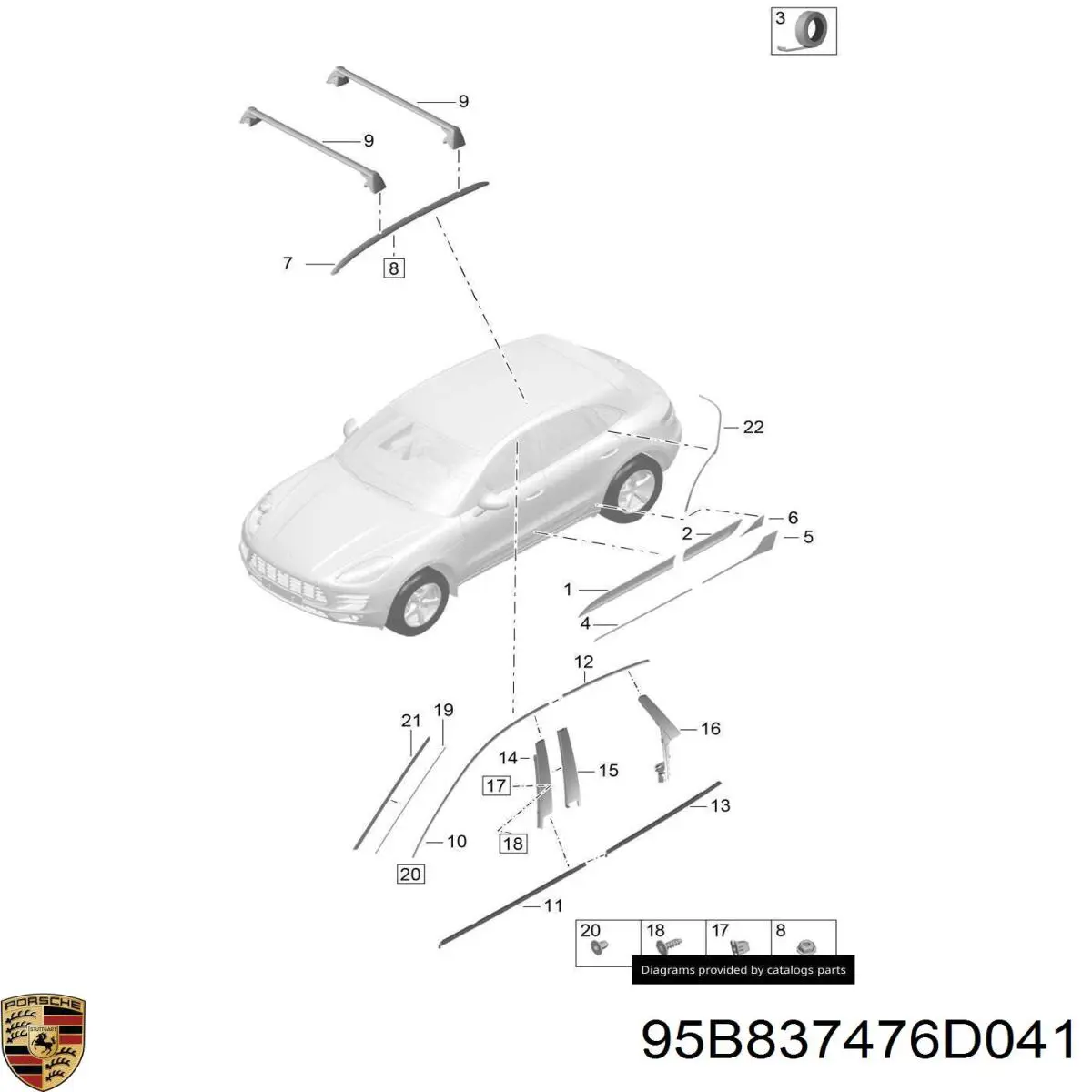  95B837476D041 Porsche