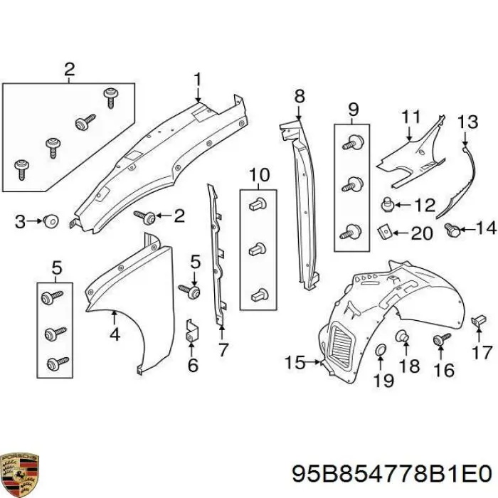 95B854778B1E0 Porsche Уплотнитель арки крыла