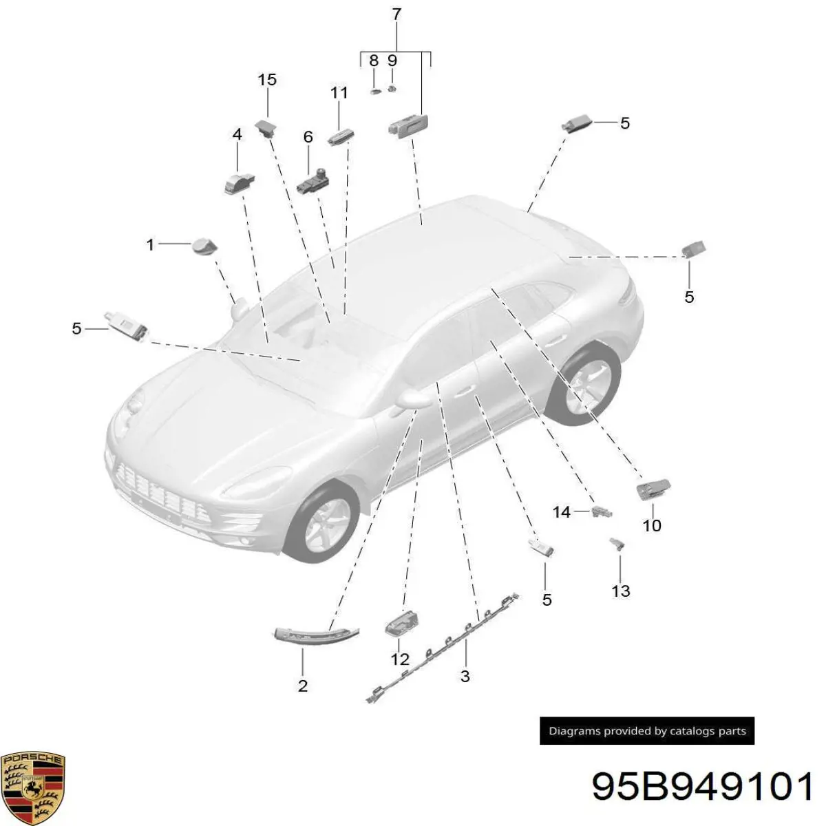 95B949101 Porsche pisca-pisca esquerdo