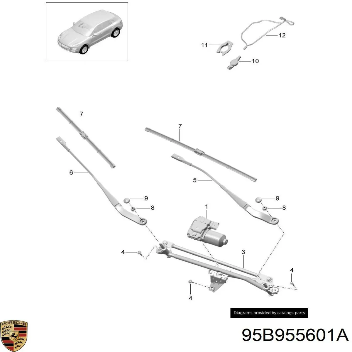 95B955601A Porsche Трапеция стеклоочистителя