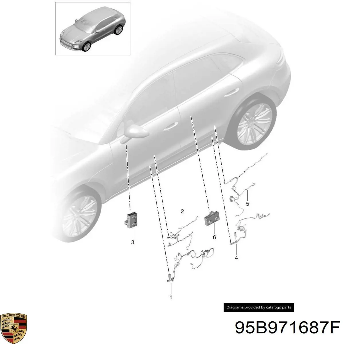 Жгут проводов задней двери Porsche 95B971687F цена, от 35.55 USD