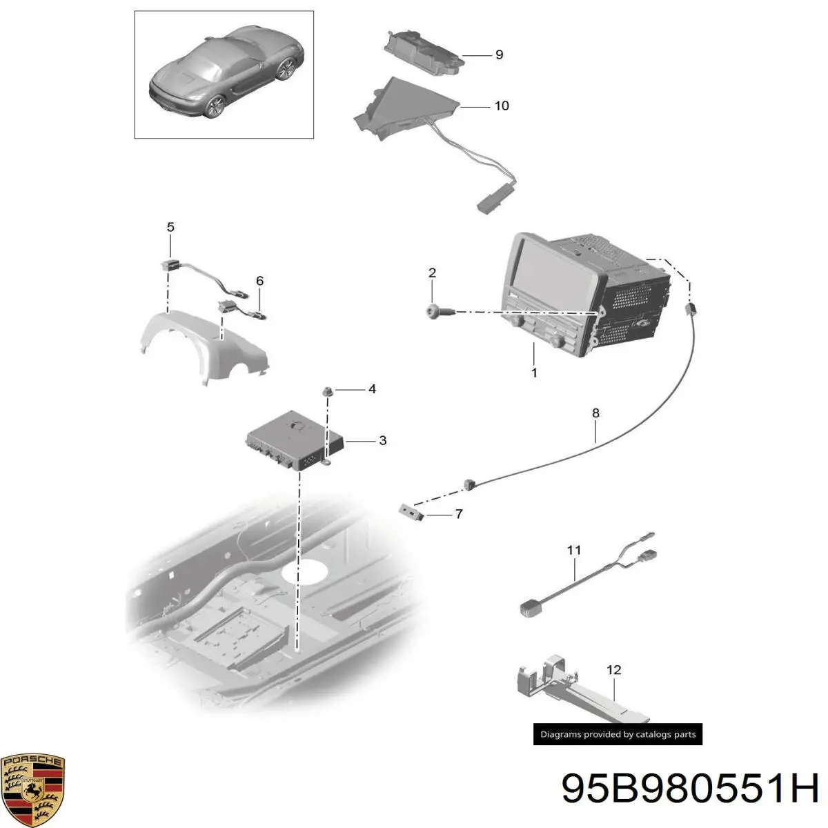 95B980551H Porsche Камера системы обеспечения видимости