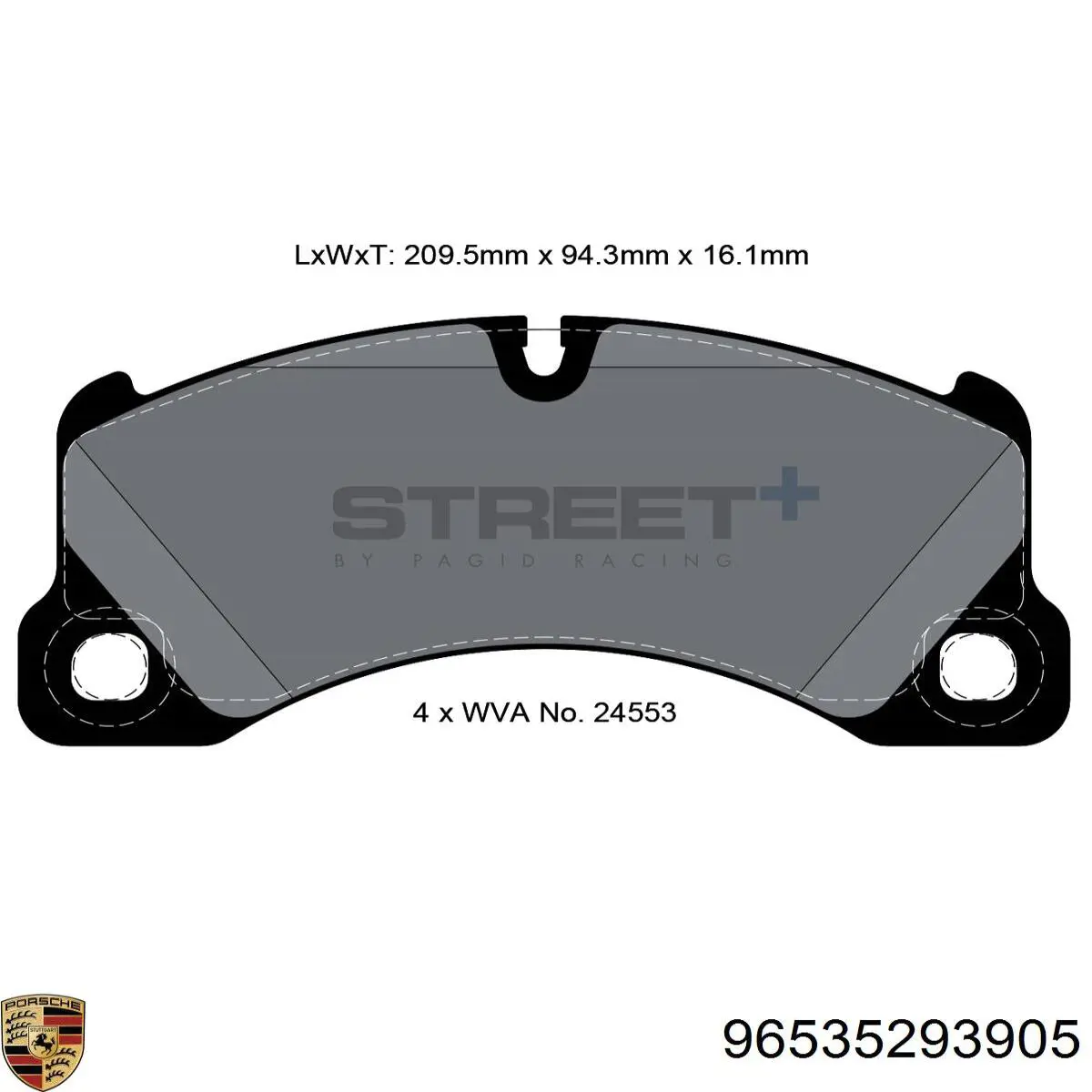 Передние тормозные колодки 96535293905 Porsche