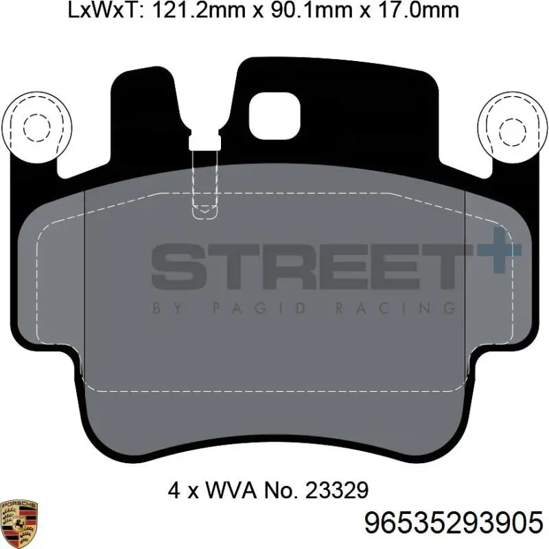 Купить 96535293905 Porsche Колодки тормозные