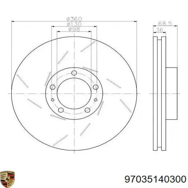Тормоз дисковый передний Porsche 97035140300 цена, от 131.76 USD