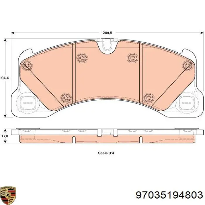 97035194803 Porsche Колодки передние