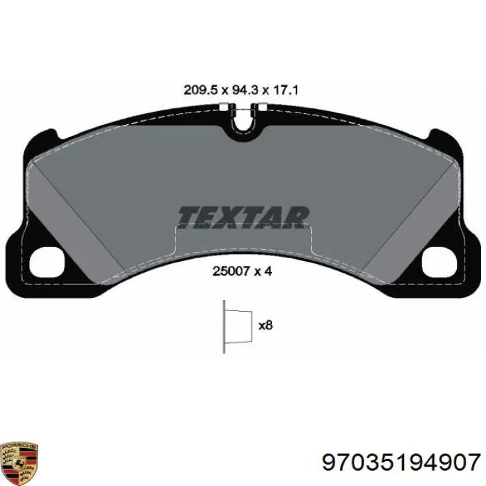 97035194907 Porsche Колодки передние