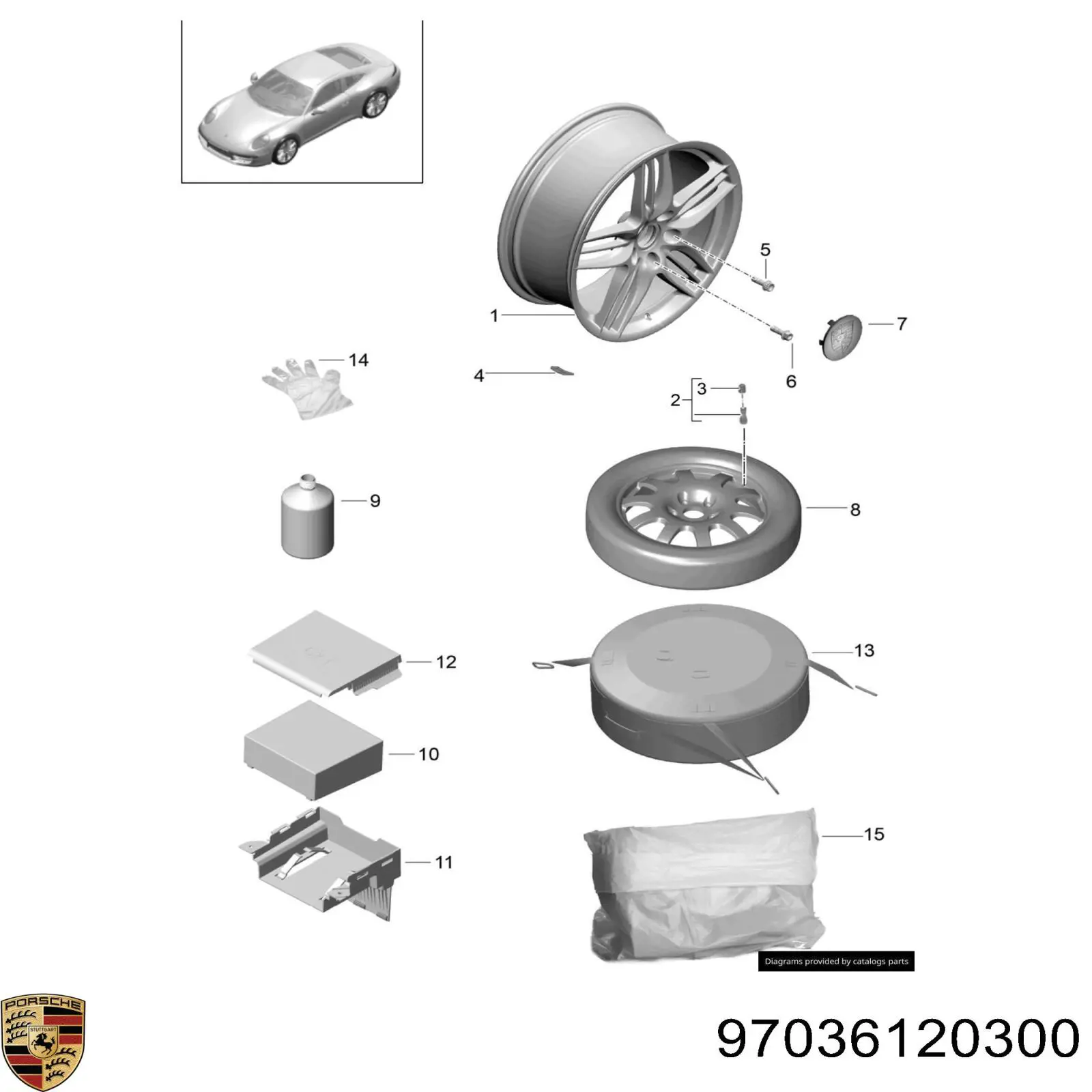 Колесный болт 97036120300 Porsche