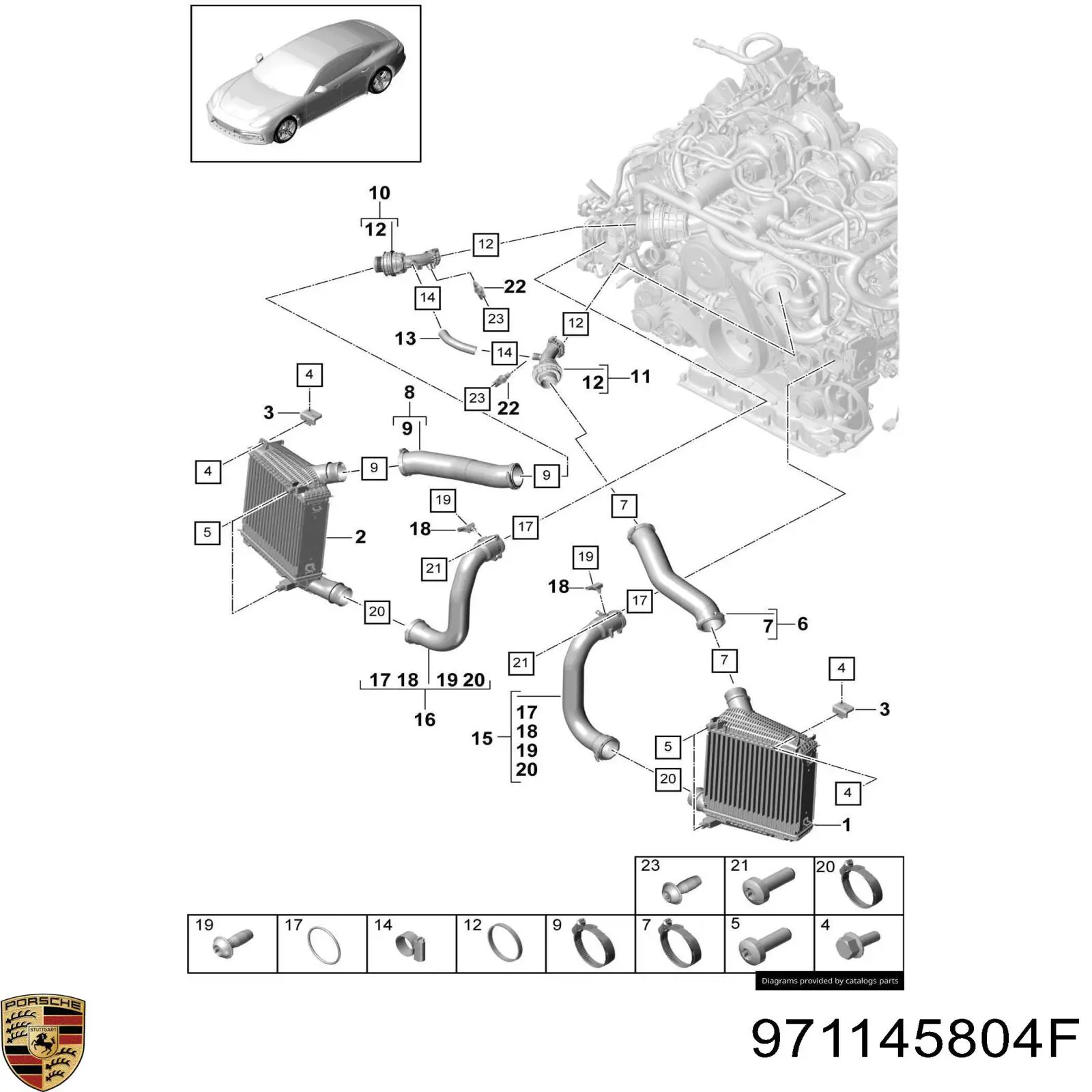 Интеркулер 971145804F Porsche