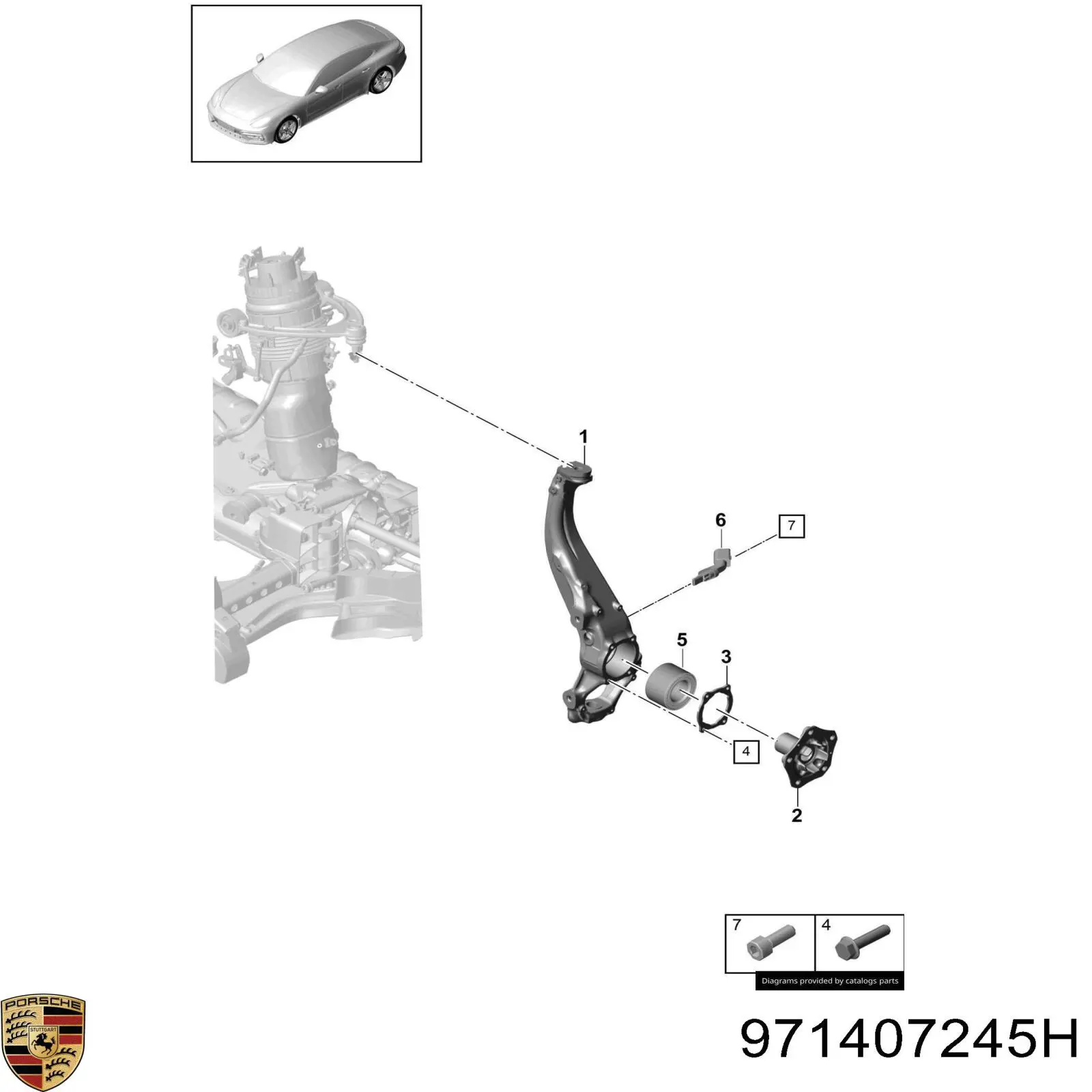 Цапфа (поворотный кулак) передний левый 971407245H Porsche