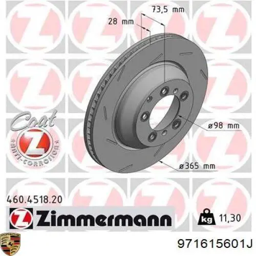 Задний тормозной диск Zimmermann 460451820 цена, от 182.45 USD