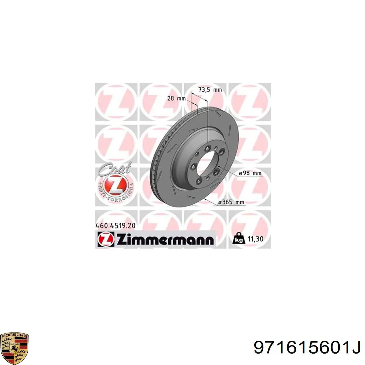 Купить 971615601J Porsche Диск тормозной задний