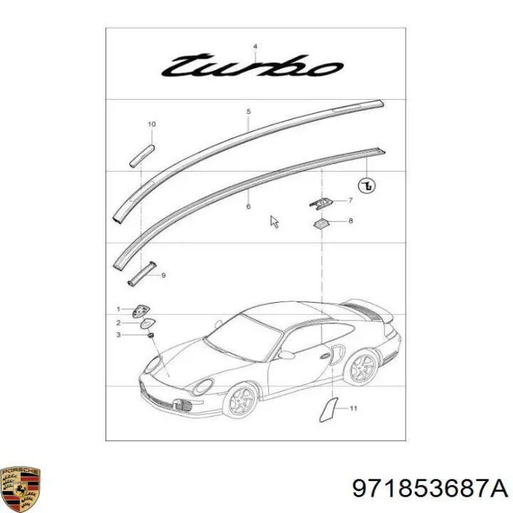 Фирменный значок Porsche 971853687A цена, от 263.55 USD