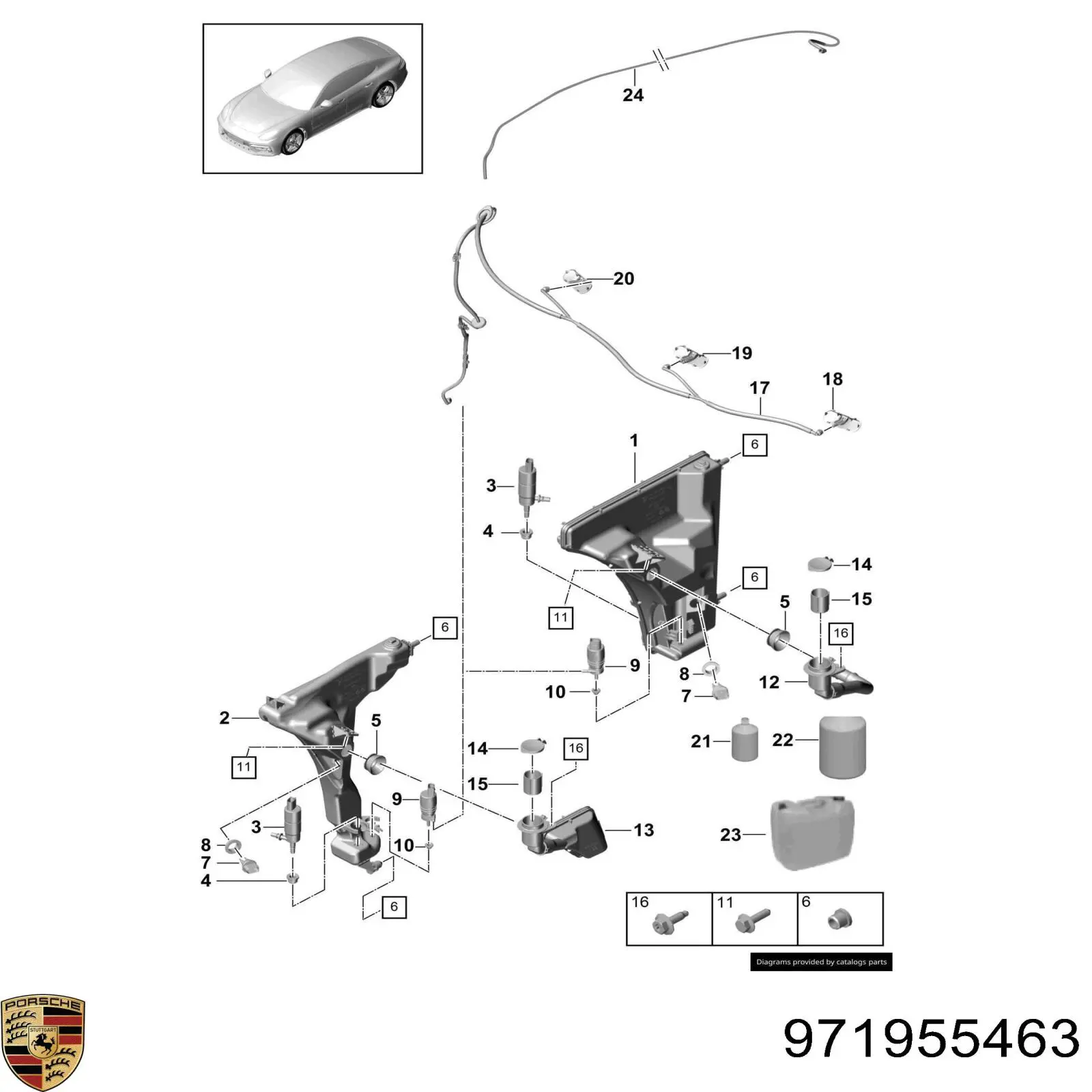 971955463 Porsche Горловина бачка омывателя