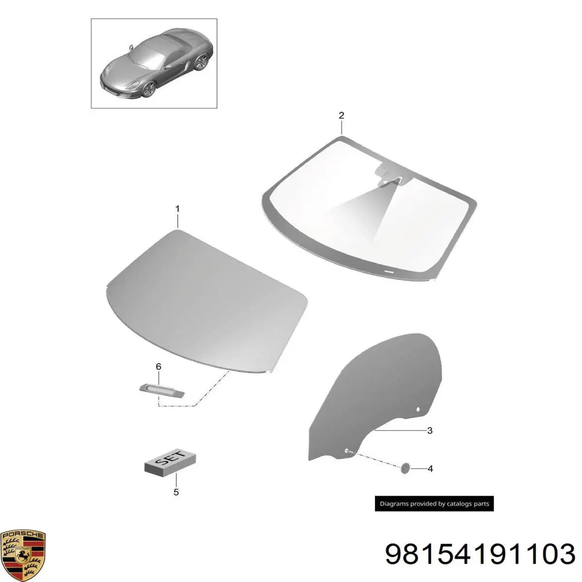 98154191137 Porsche Автостекло