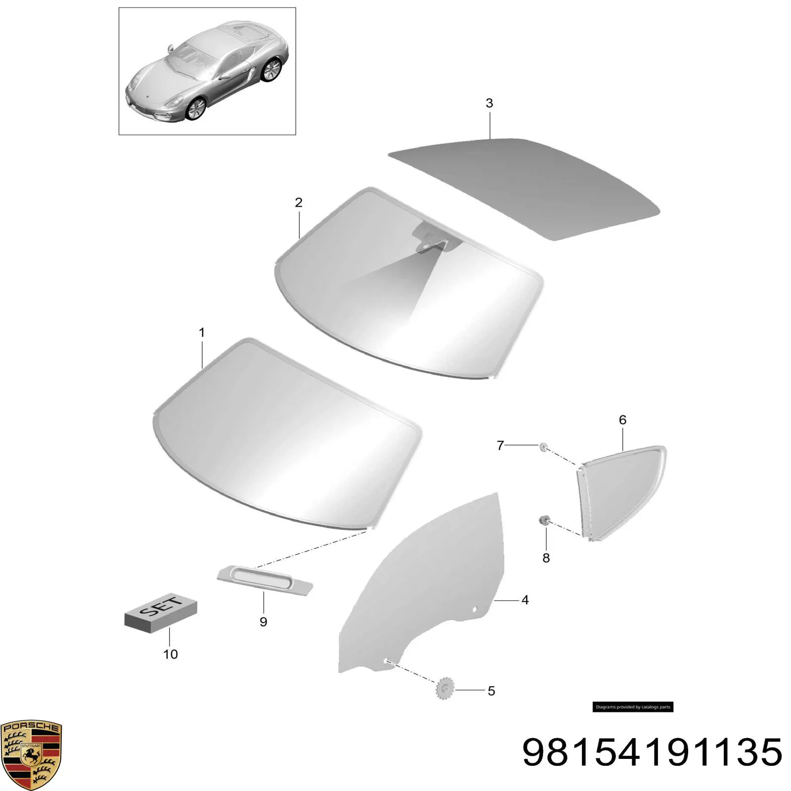 98154191135 Porsche Автостекло