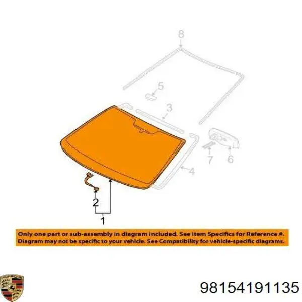 Лобовое стекло 98154191135 Porsche
