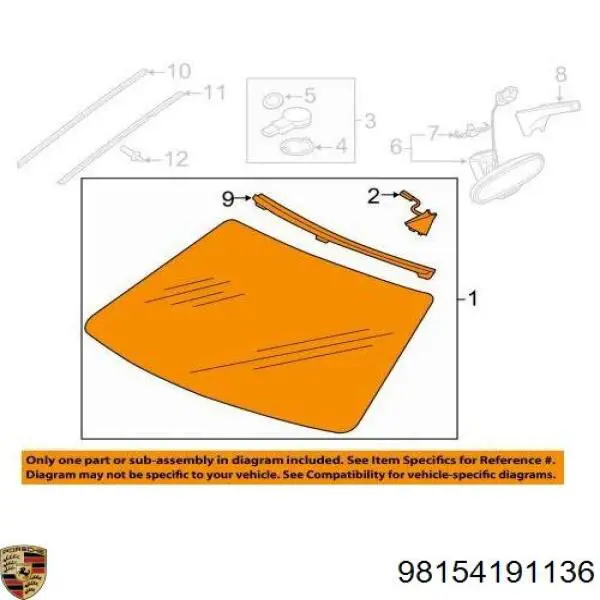 Купить 98154191137 Porsche Ветровое стекло