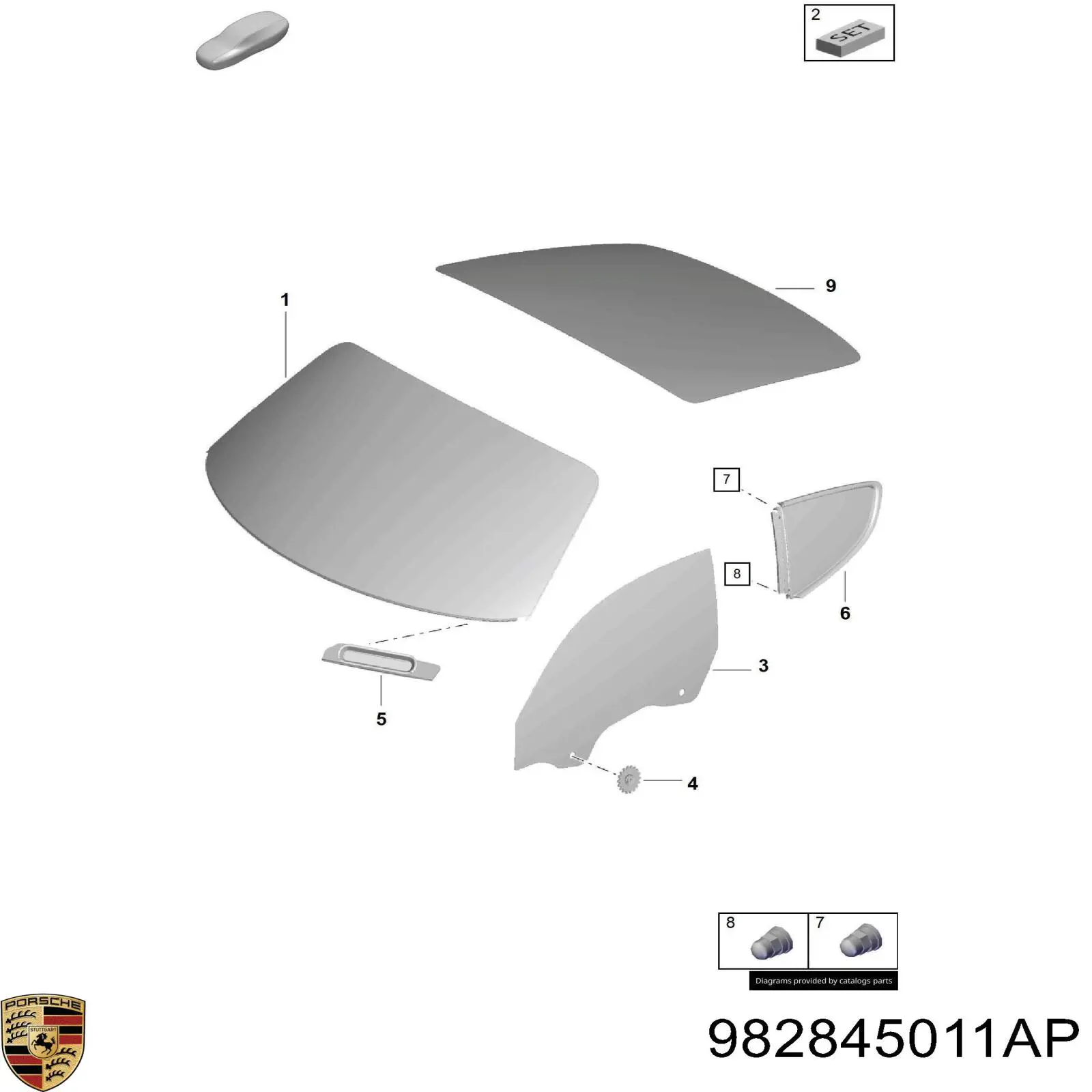 982845011AP Porsche Автостекло