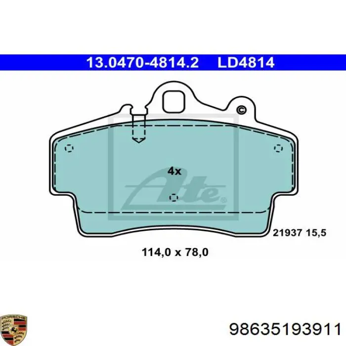 Колодки Porsche 98635193911 цена, от 8.92 USD
