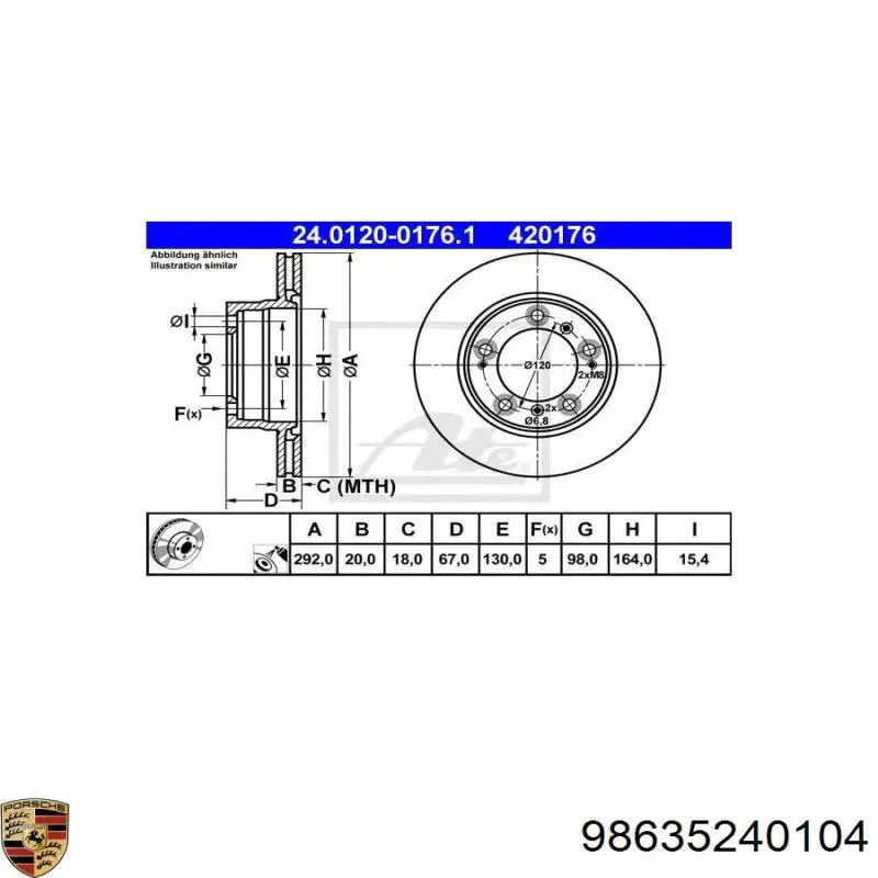 Тормозные диски 98635240104 Porsche
