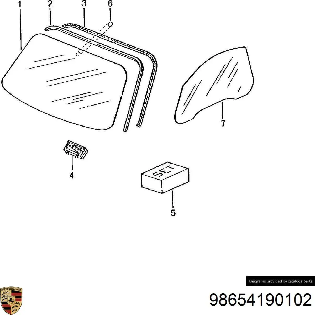 Стекло лобовое Porsche 98654190102 цена, от 372.66 USD
