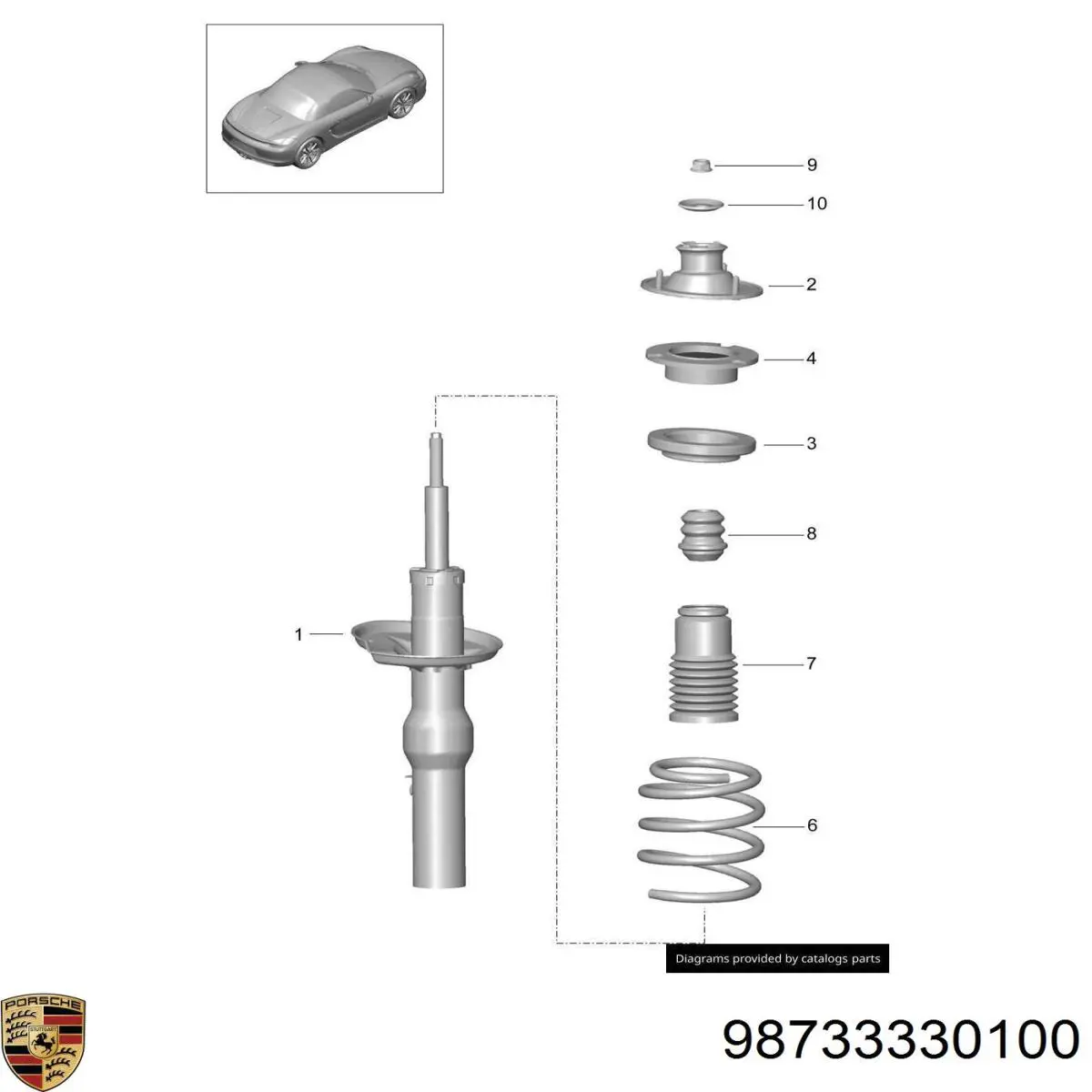 98733330100 Porsche Буфер амортизатора заднего