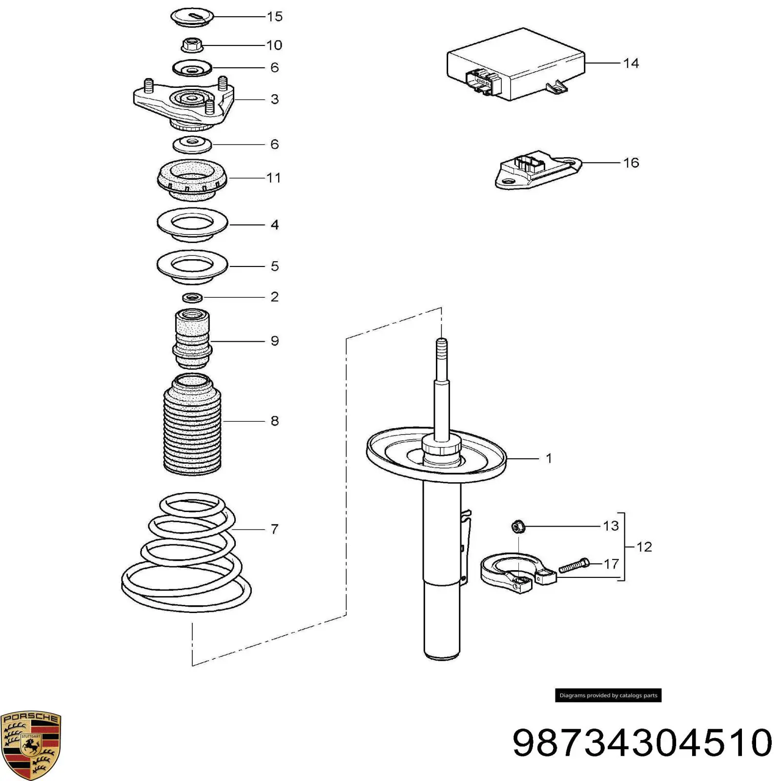 Амортизаторы передние Porsche 98734304509