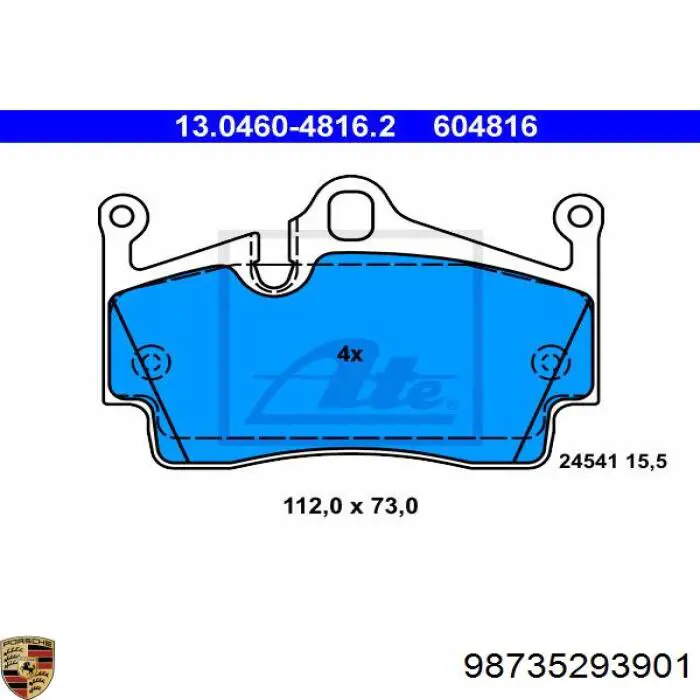 Колодки дисковые  Porsche 98735293901 цена, от 74.72 USD