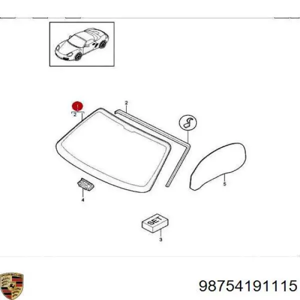 98754111107 Porsche Автостекло