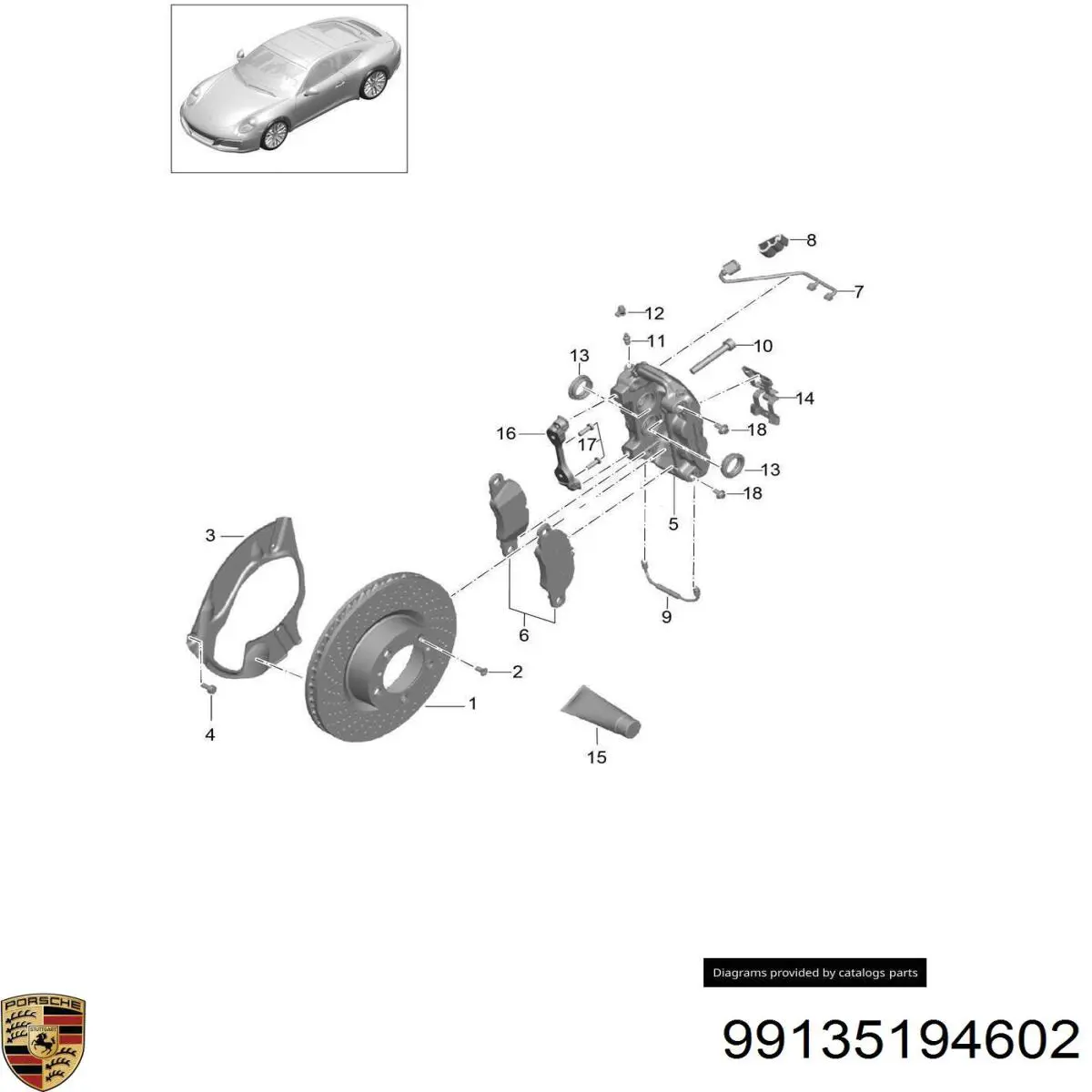 99135194602 Porsche sapatas do freio dianteiras de disco