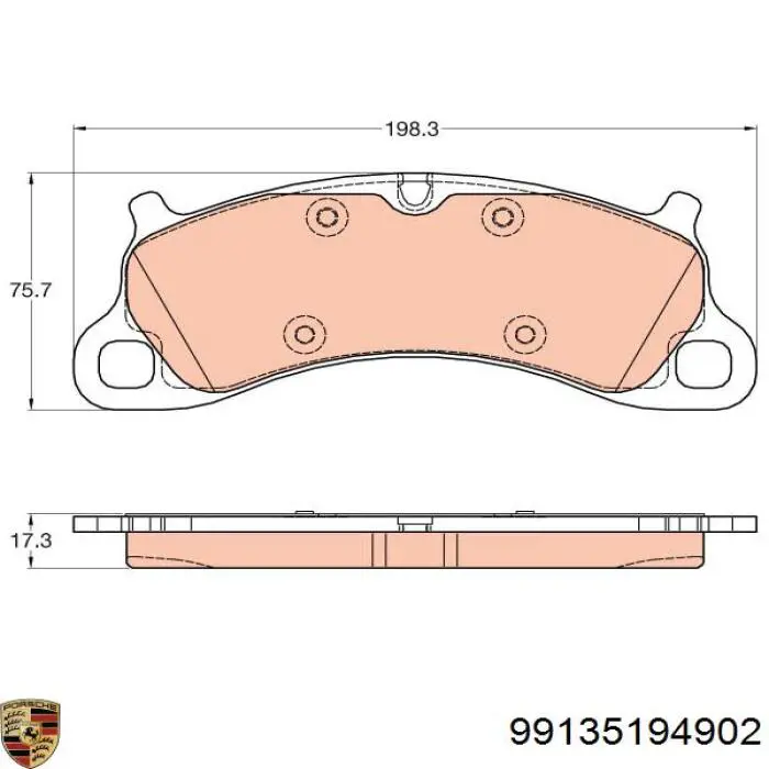 Передние тормозные колодки 99135194902 Porsche