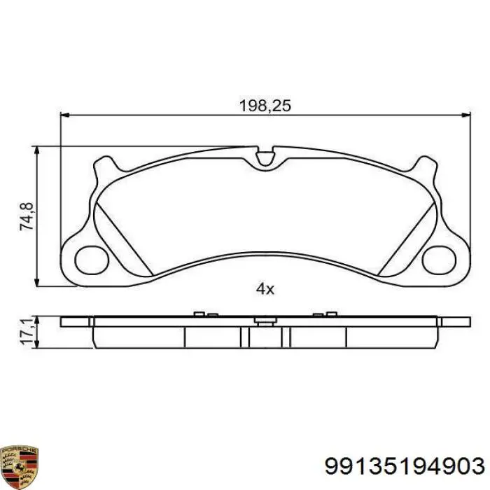 Передние тормозные колодки 99135194903 Porsche