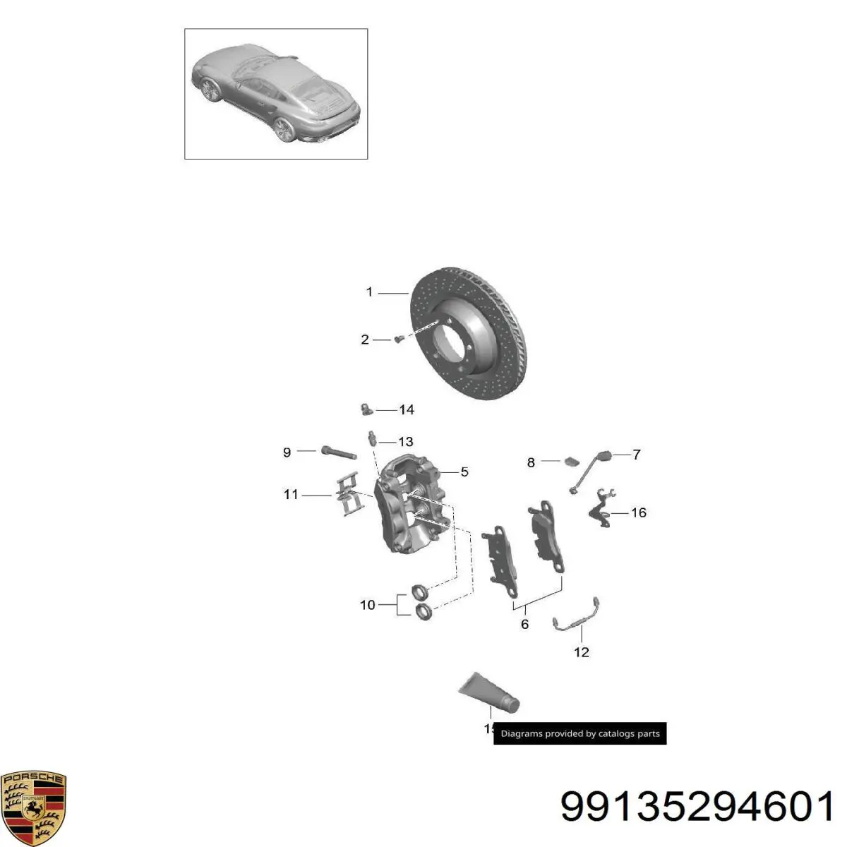 99135294601 Porsche sapatas do freio traseiras de disco