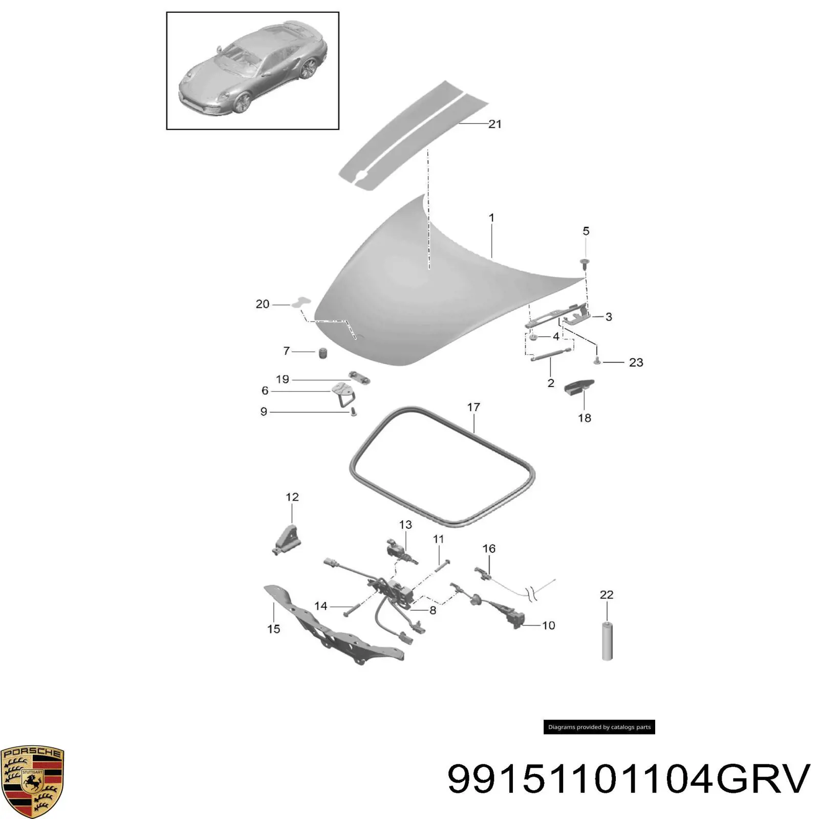 99151101104GRV Porsche Капот
