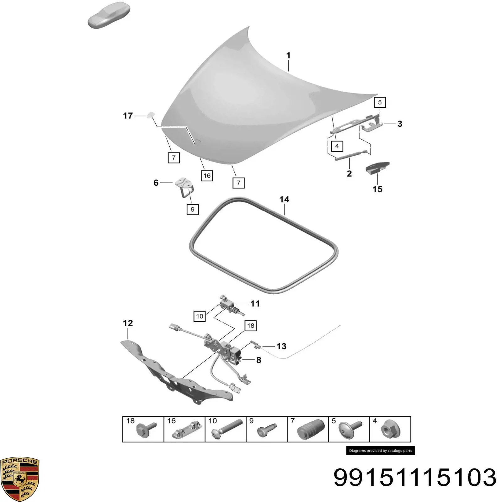 99151115103 Porsche Петля крышки багажника