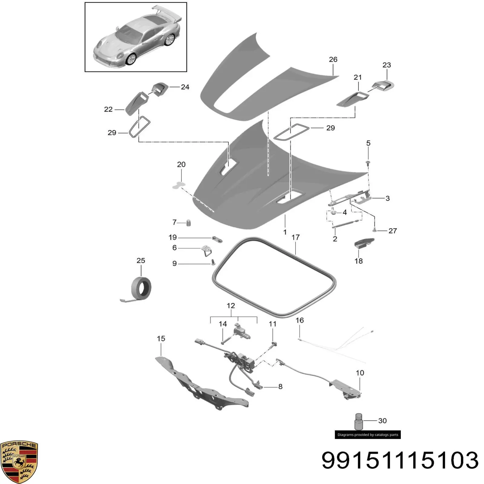 Купить 99151115103 Porsche Завеса крышки багажника