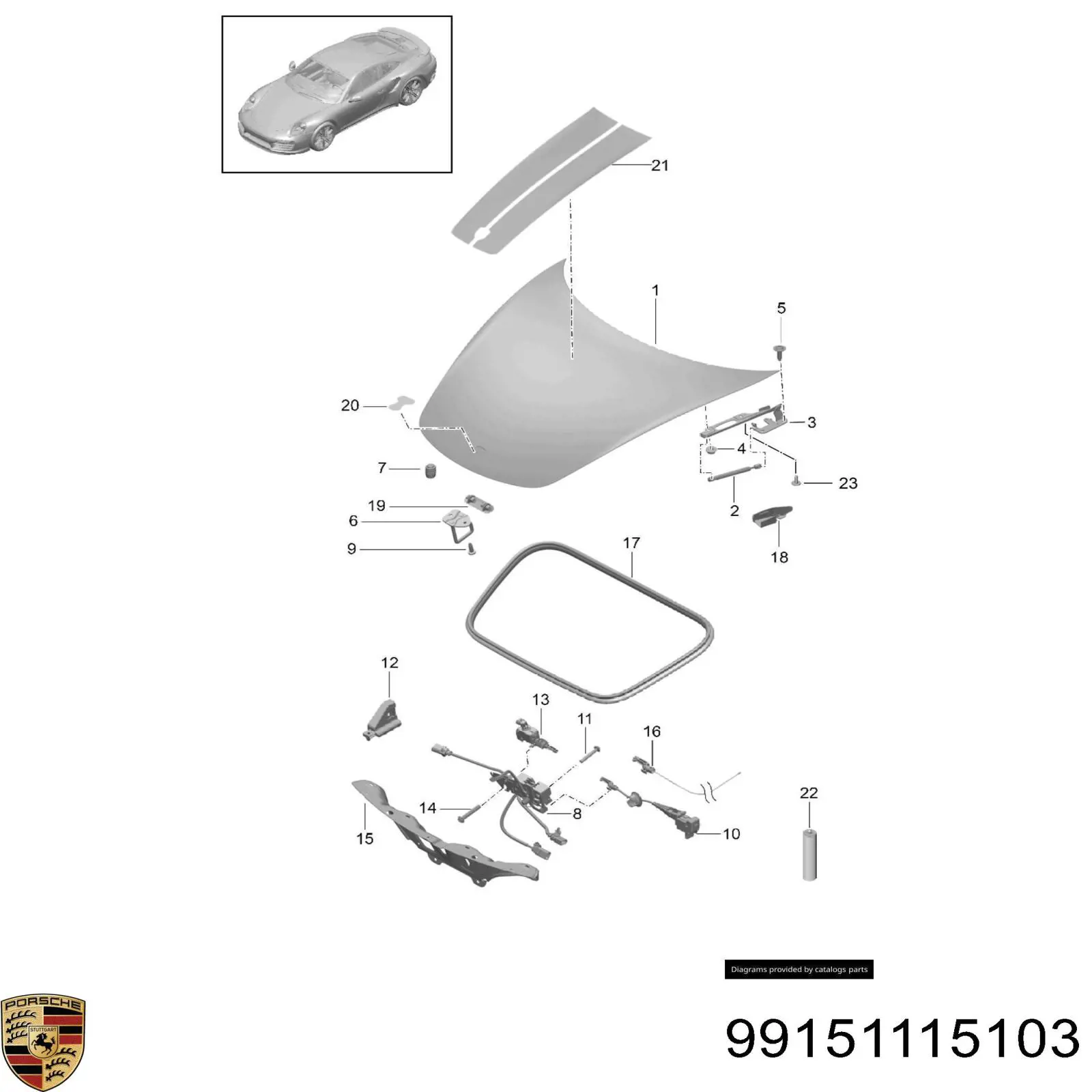 Шарнир крышки багажника Porsche 99151115103 цена, от 184.82 USD