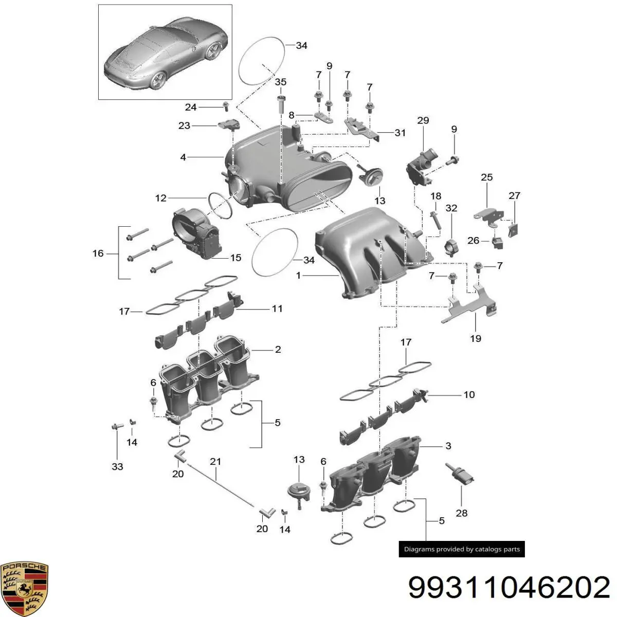 Купить 99311046202 Porsche Блок дроссельной заслонки
