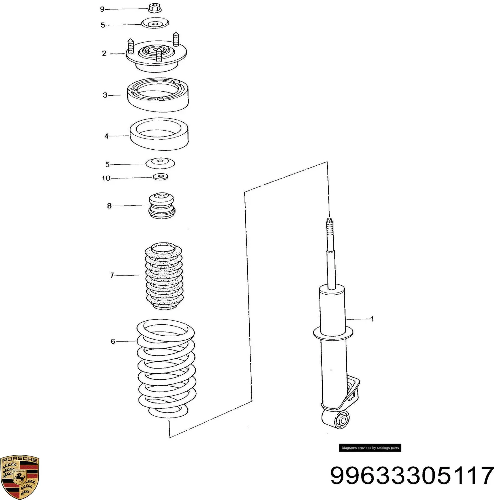Стойка амортизатора задняя Porsche 99633398010 цена, от 470.63 USD