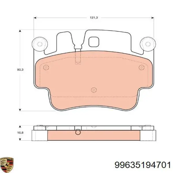 Передние тормозные колодки 99635194701 Porsche