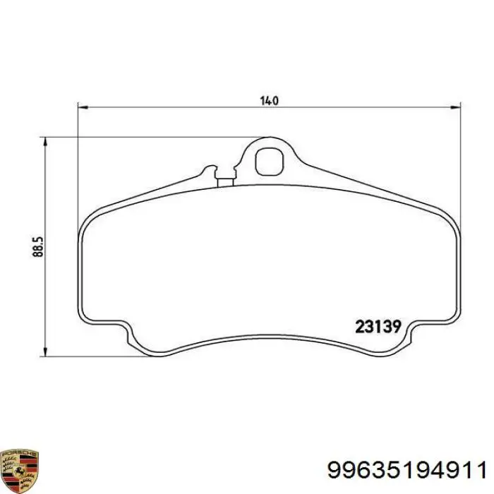 Передние тормозные колодки 99635194911 Porsche