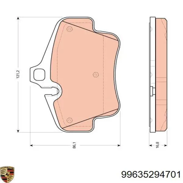 Задние тормозные колодки 99635294701 Porsche